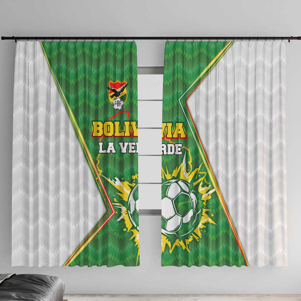 Bolivia La Verde Soccer Window Curtain with Number and Flaming Ball Graphic