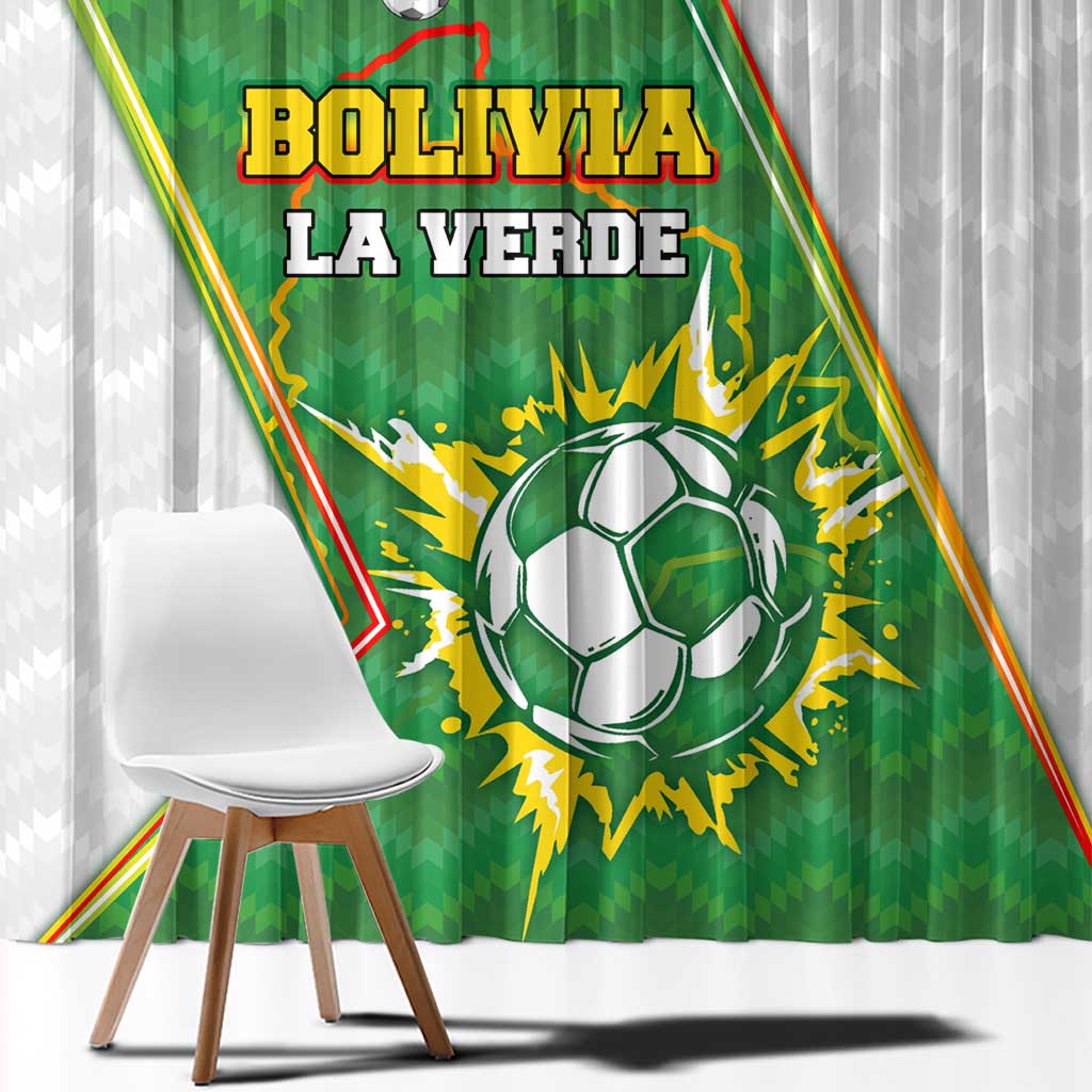 Bolivia La Verde Soccer Window Curtain with Number and Flaming Ball Graphic
