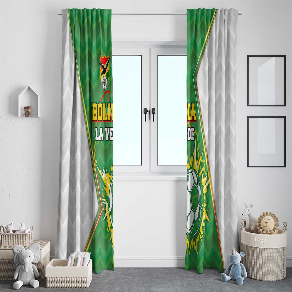 Bolivia La Verde Soccer Window Curtain with Number and Flaming Ball Graphic