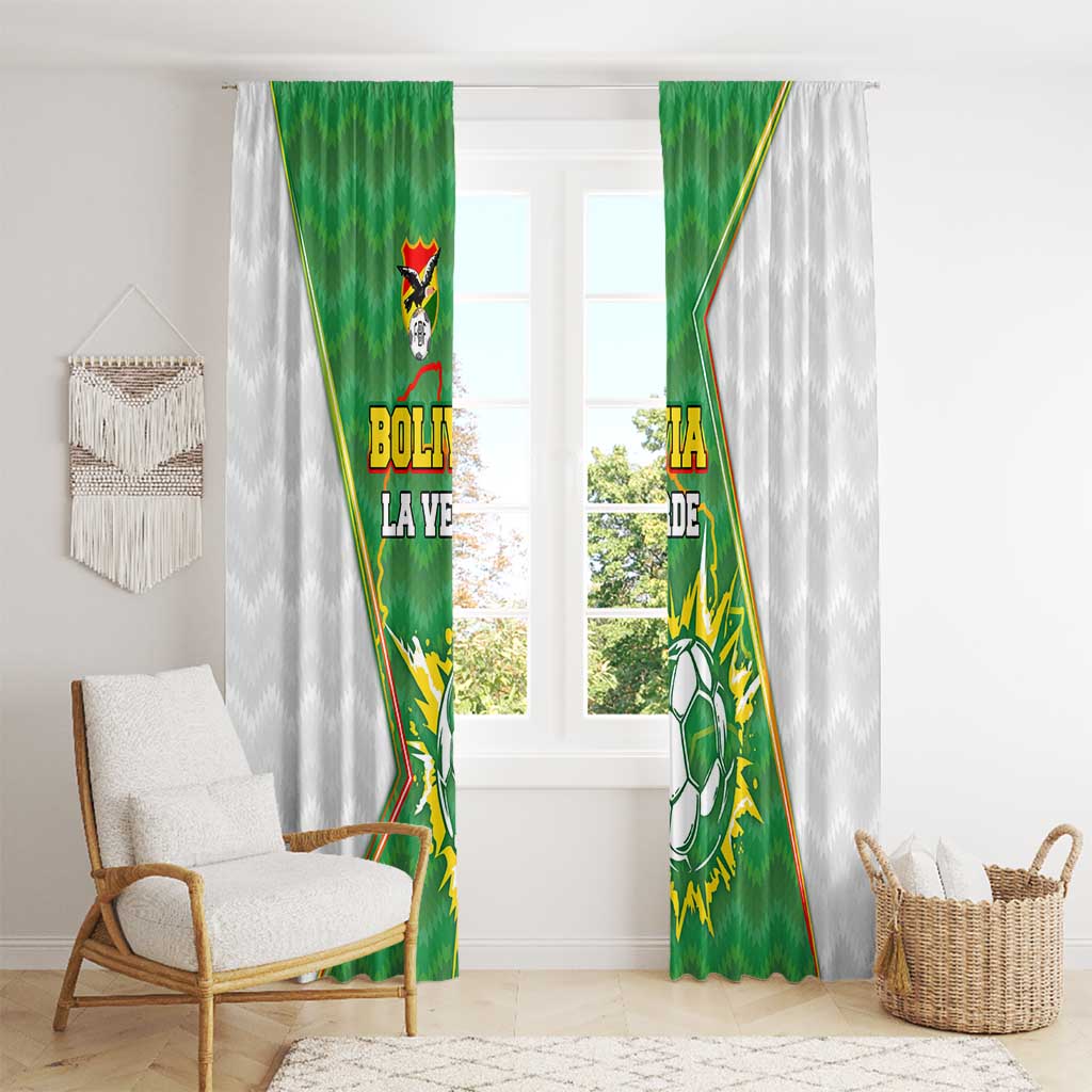 Bolivia La Verde Soccer Window Curtain with Number and Flaming Ball Graphic
