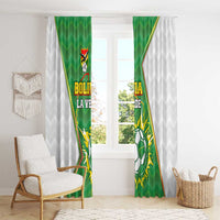 Bolivia La Verde Soccer Window Curtain with Number and Flaming Ball Graphic