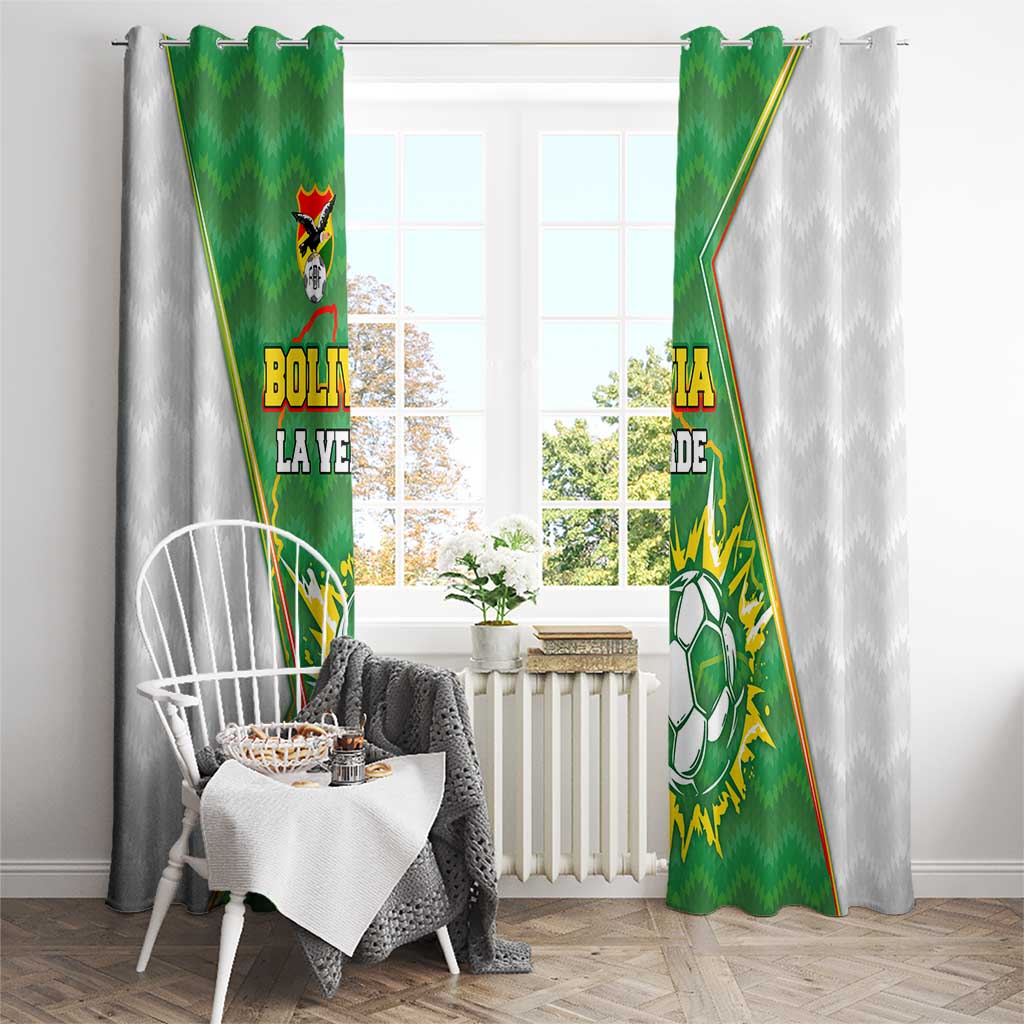 Bolivia La Verde Soccer Window Curtain with Number and Flaming Ball Graphic