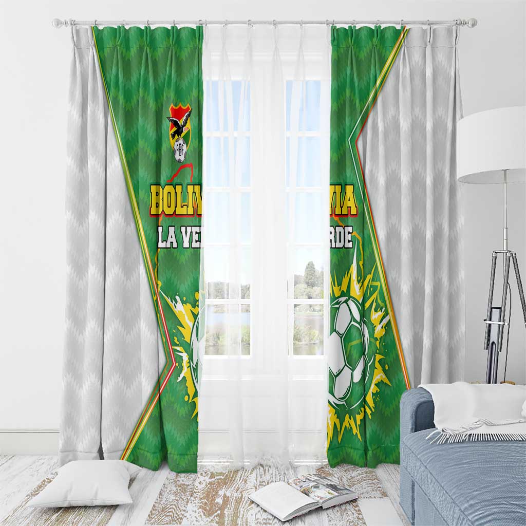 Bolivia La Verde Soccer Window Curtain with Number and Flaming Ball Graphic