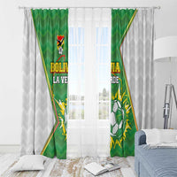 Bolivia La Verde Soccer Window Curtain with Number and Flaming Ball Graphic