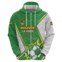 Personalized Bolivia La Verde Soccer Zip Hoodie with Number and Flaming Ball Graphic