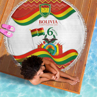 Bolivia Independence Day Beach Blanket with Flag Colors and August 6 Celebration Design