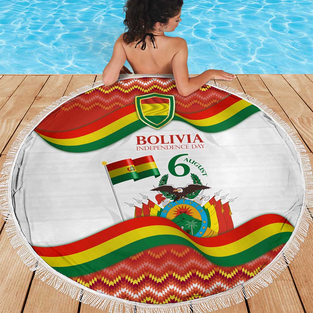 Bolivia Independence Day Beach Blanket with Flag Colors and August 6 Celebration Design