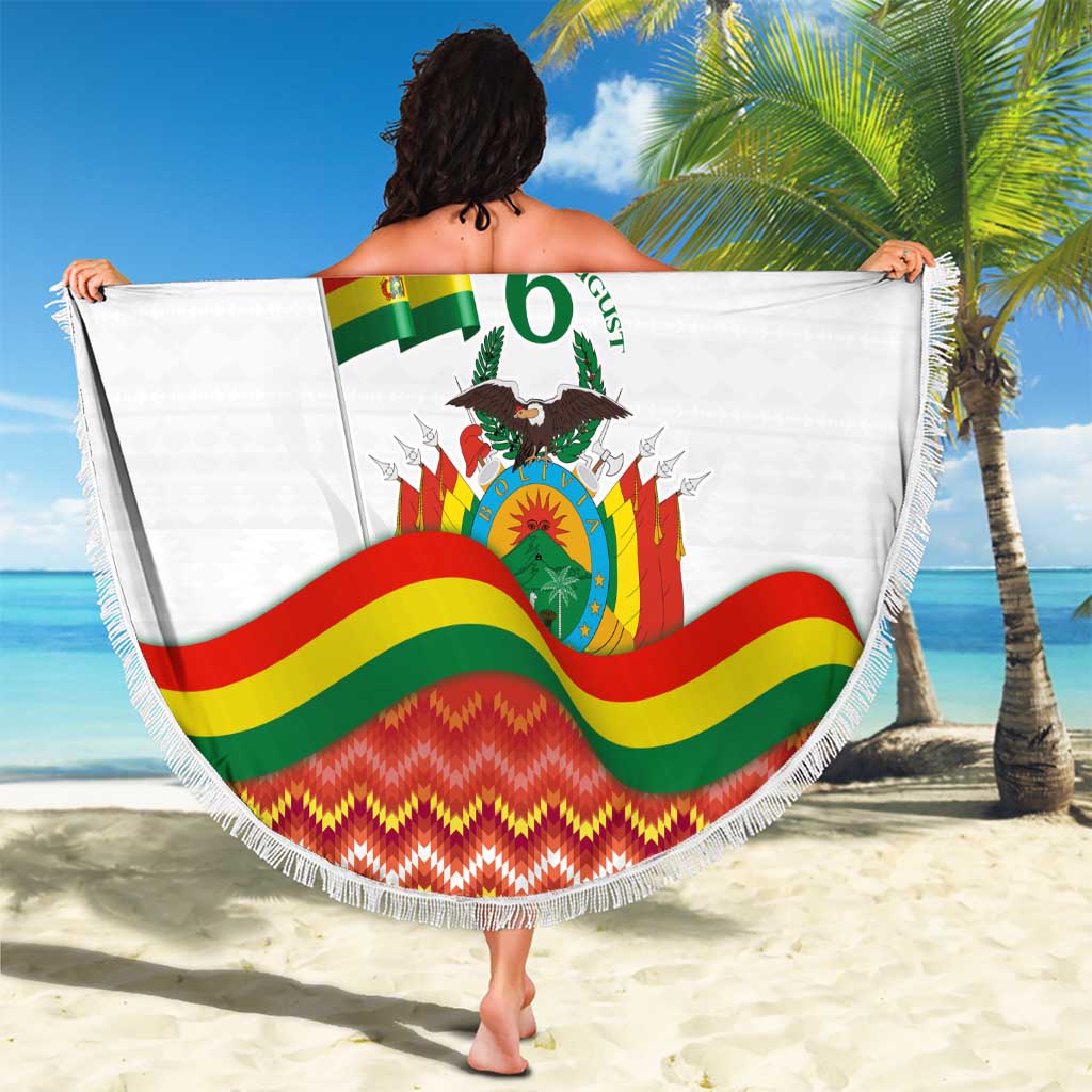 Bolivia Independence Day Beach Blanket with Flag Colors and August 6 Celebration Design