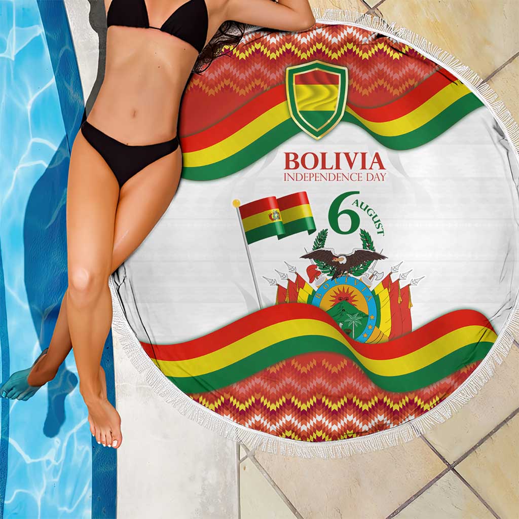 Bolivia Independence Day Beach Blanket with Flag Colors and August 6 Celebration Design