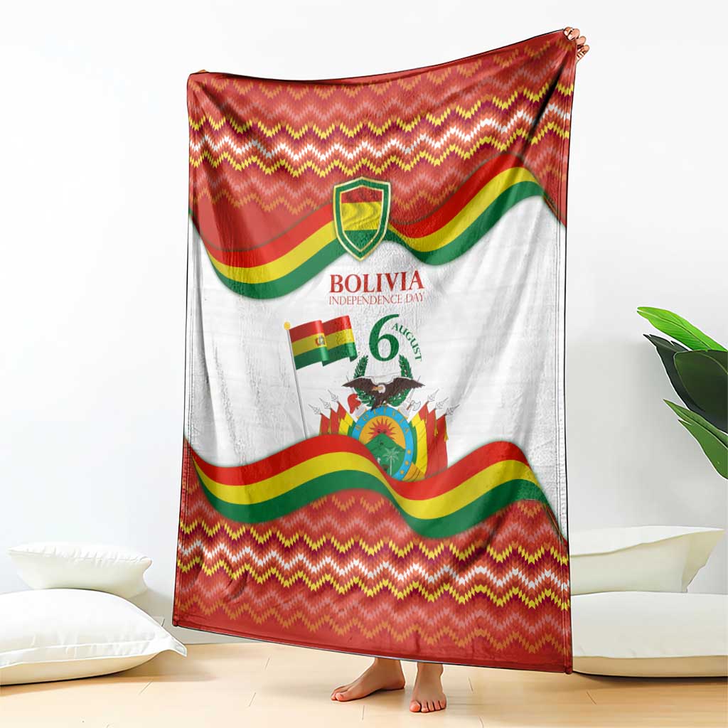 Bolivia Independence Day Blanket with Flag Colors and August 6 Celebration Design