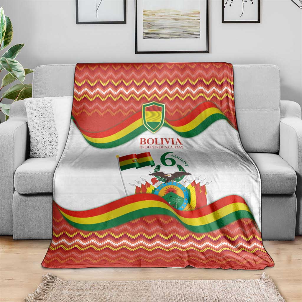 Bolivia Independence Day Blanket with Flag Colors and August 6 Celebration Design