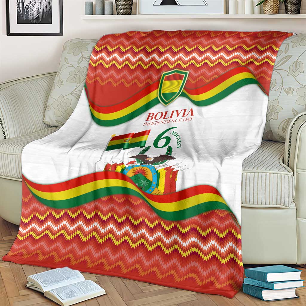 Bolivia Independence Day Blanket with Flag Colors and August 6 Celebration Design