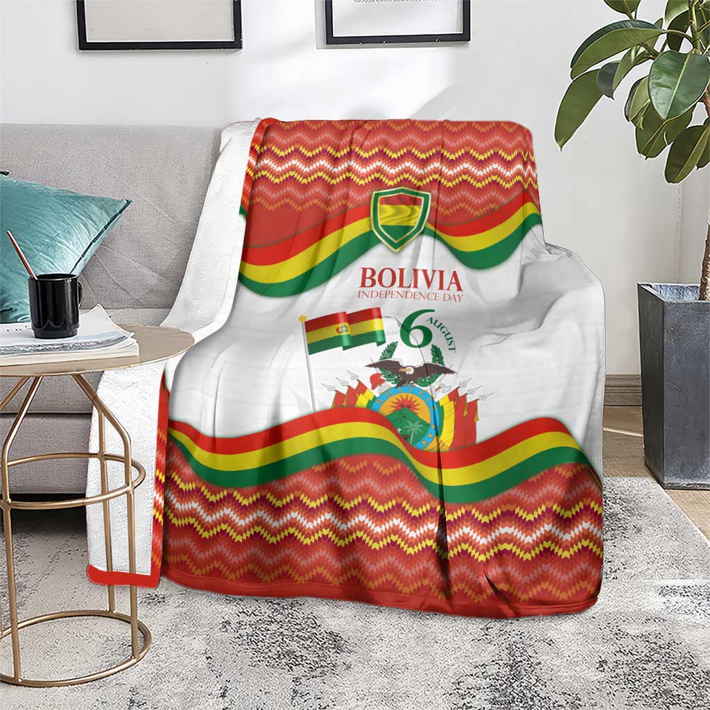 Bolivia Independence Day Blanket with Flag Colors and August 6 Celebration Design