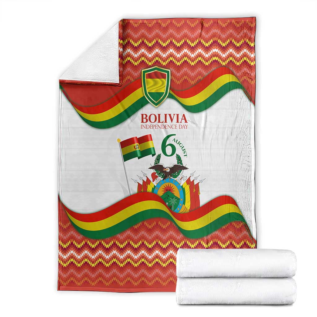 Bolivia Independence Day Blanket with Flag Colors and August 6 Celebration Design