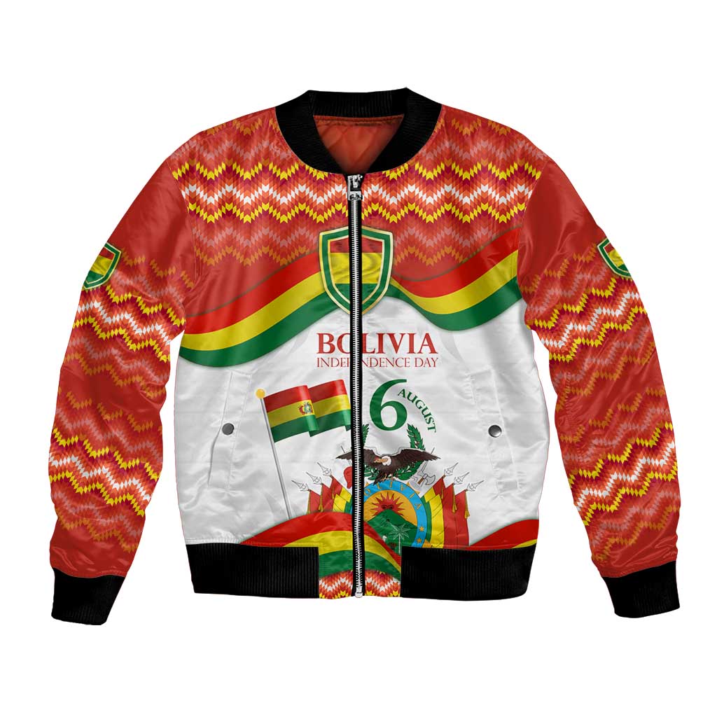 Bolivia Independence Day Bomber Jacket with Flag Colors and August 6 Celebration Design