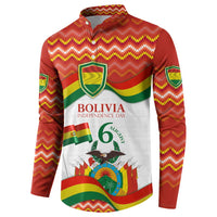 Bolivia Independence Day Button Sweatshirt with Flag Colors and August 6 Celebration Design