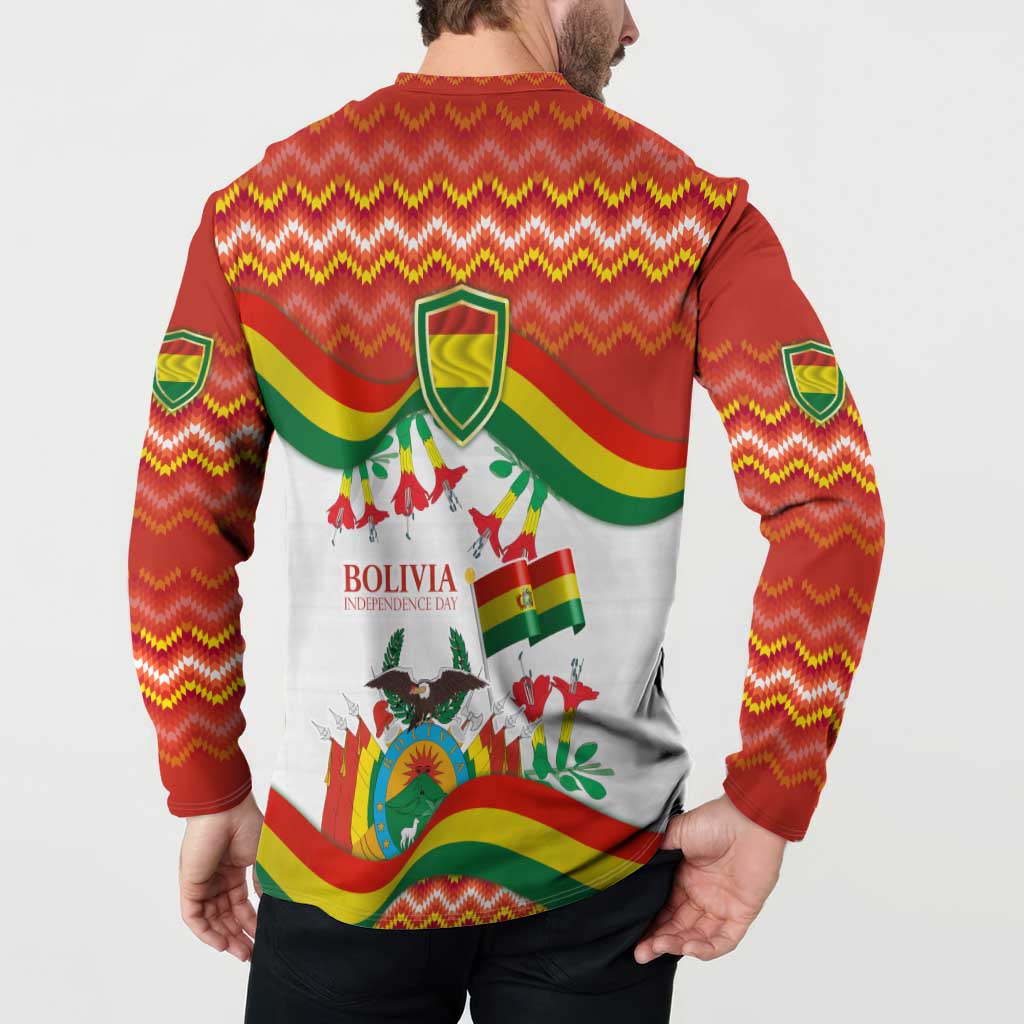Bolivia Independence Day Button Sweatshirt with Flag Colors and August 6 Celebration Design