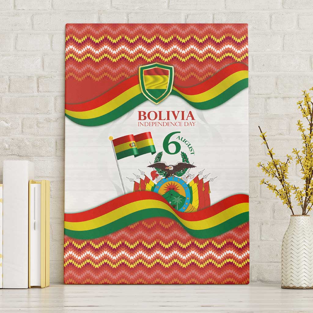 Bolivia Independence Day Canvas Wall Art with Flag Colors and August 6 Celebration Design