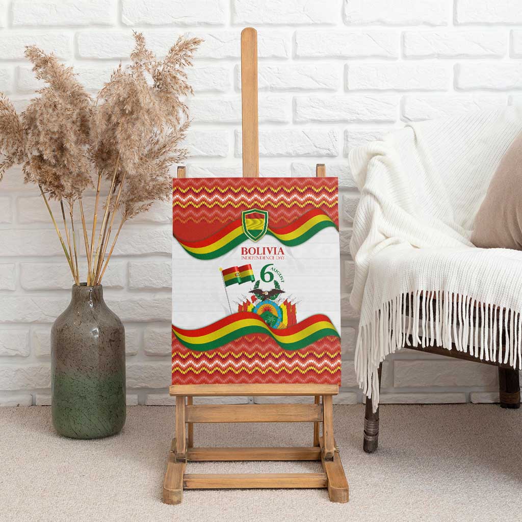 Bolivia Independence Day Canvas Wall Art with Flag Colors and August 6 Celebration Design