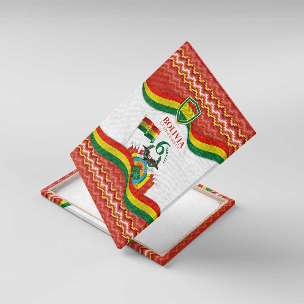 Bolivia Independence Day Canvas Wall Art with Flag Colors and August 6 Celebration Design