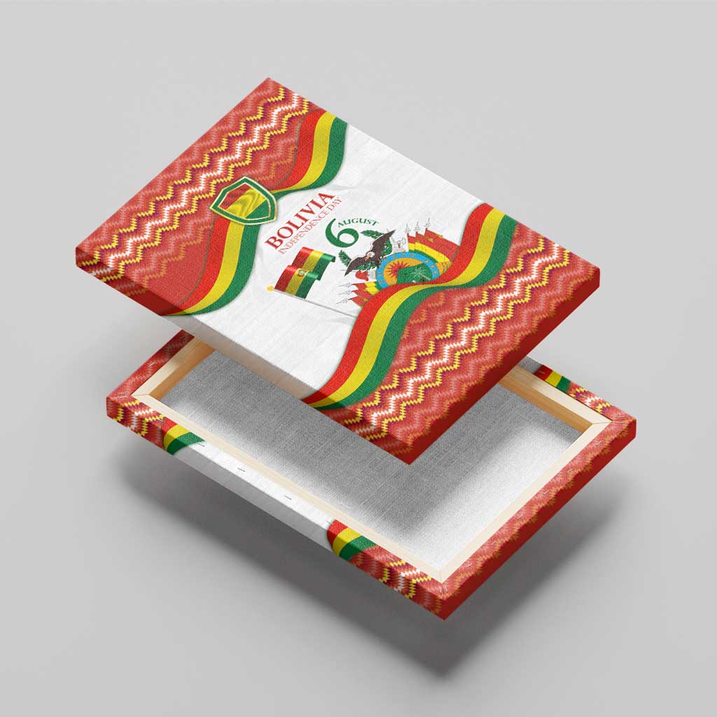 Bolivia Independence Day Canvas Wall Art with Flag Colors and August 6 Celebration Design