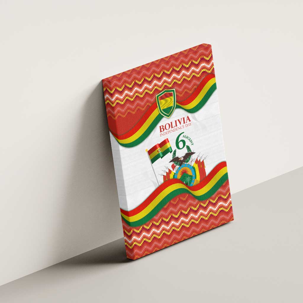 Bolivia Independence Day Canvas Wall Art with Flag Colors and August 6 Celebration Design