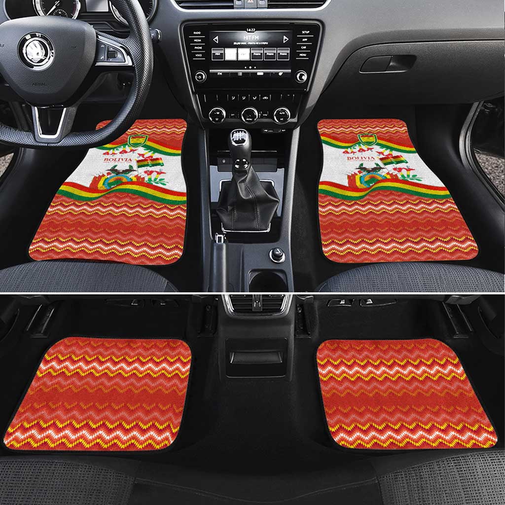 Bolivia Independence Day Car Mats with Flag Colors and August 6 Celebration Design