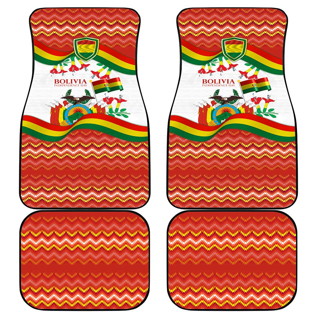 Bolivia Independence Day Car Mats with Flag Colors and August 6 Celebration Design