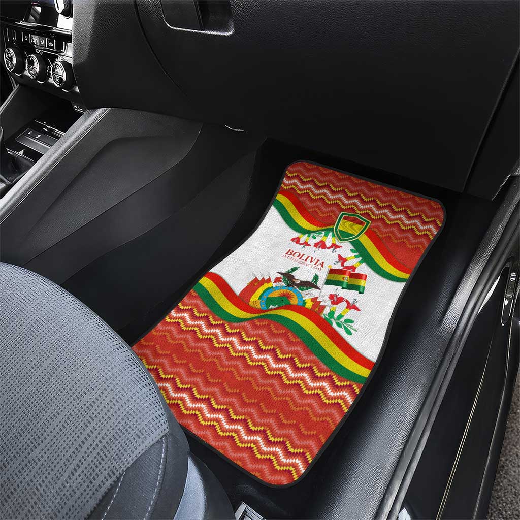Bolivia Independence Day Car Mats with Flag Colors and August 6 Celebration Design