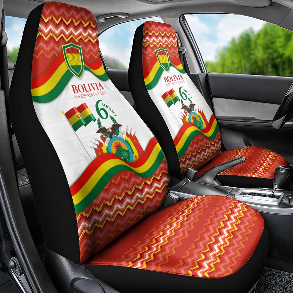Bolivia Independence Day Car Seat Cover with Flag Colors and August 6 Celebration Design