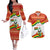 Bolivia Independence Day Couples Matching Off The Shoulder Long Sleeve Dress and Hawaiian Shirt with Flag Colors and August 6 Celebration Design