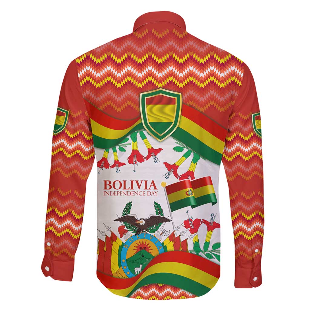 Bolivia Independence Day Family Matching Long Sleeve Bodycon Dress and Hawaiian Shirt with Flag Colors and August 6 Celebration Design