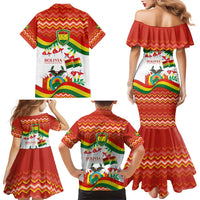 Bolivia Independence Day Family Matching Mermaid Dress and Hawaiian Shirt with Flag Colors and August 6 Celebration Design
