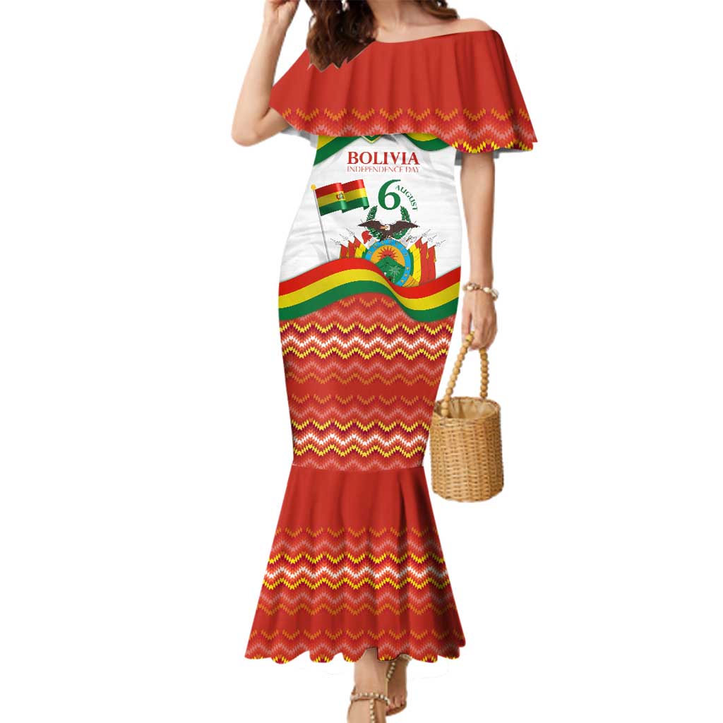 Bolivia Independence Day Family Matching Mermaid Dress and Hawaiian Shirt with Flag Colors and August 6 Celebration Design