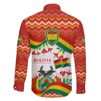 Bolivia Independence Day Family Matching Off The Shoulder Long Sleeve Dress and Hawaiian Shirt with Flag Colors and August 6 Celebration Design