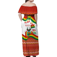 Bolivia Independence Day Family Matching Off Shoulder Maxi Dress and Hawaiian Shirt with Flag Colors and August 6 Celebration Design