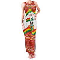 Bolivia Independence Day Family Matching Tank Maxi Dress and Hawaiian Shirt with Flag Colors and August 6 Celebration Design