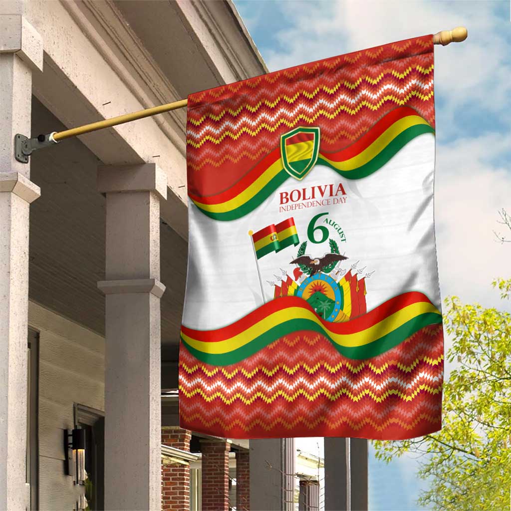 Bolivia Independence Day Garden Flag with Flag Colors and August 6 Celebration Design