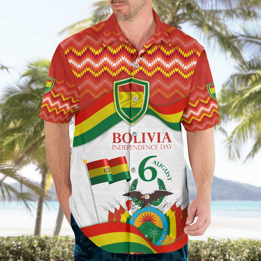 Bolivia Independence Day Hawaiian Shirt with Flag Colors and August 6 Celebration Design