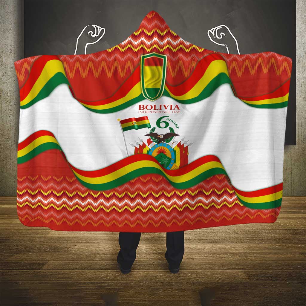 Bolivia Independence Day Hooded Blanket with Flag Colors and August 6 Celebration Design