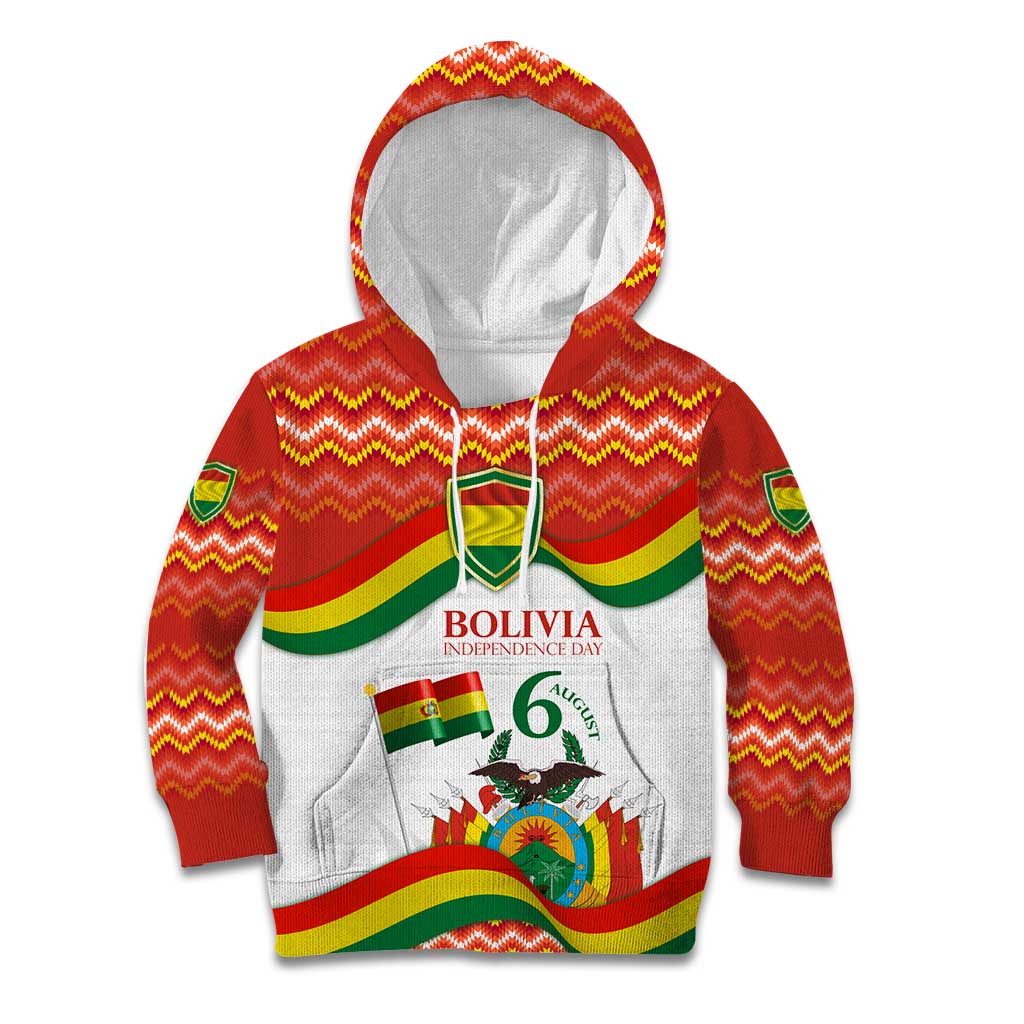 Bolivia Independence Day Kid Hoodie with Flag Colors and August 6 Celebration Design