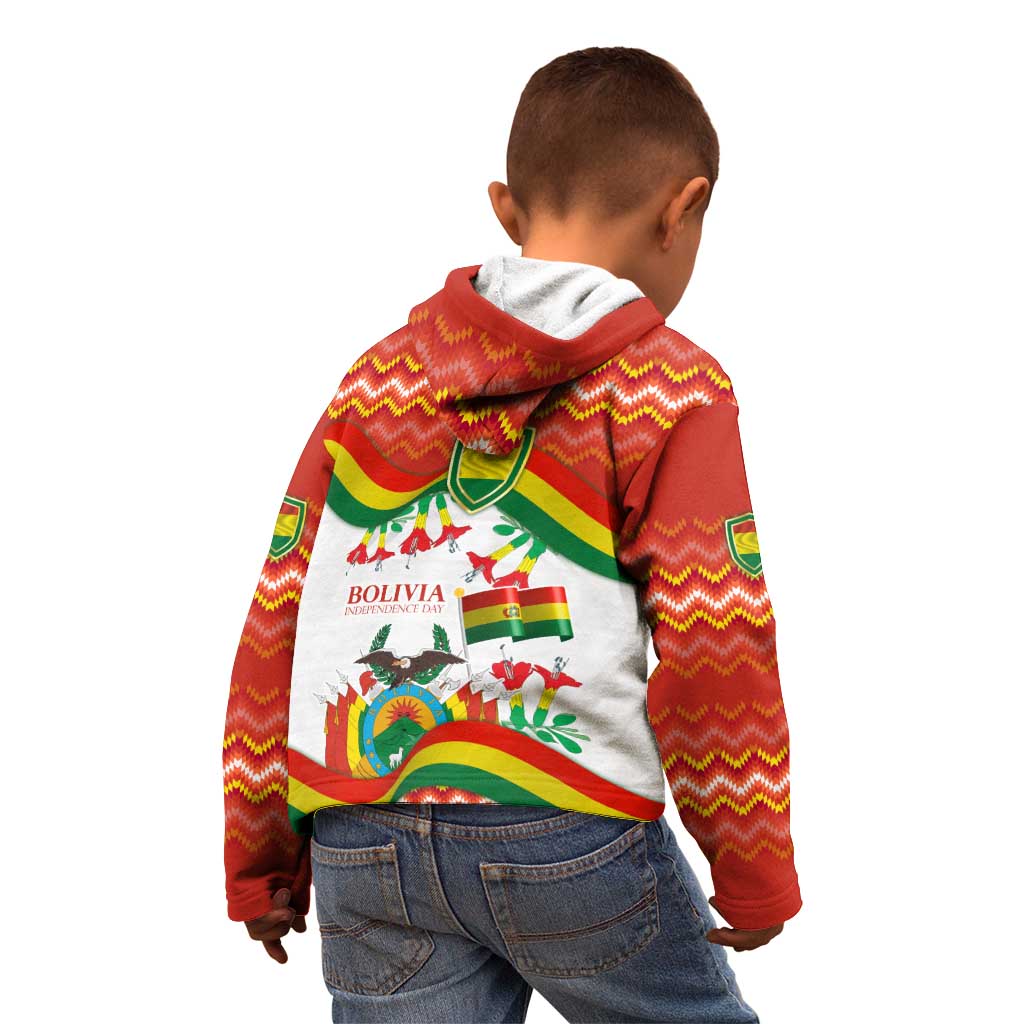 Bolivia Independence Day Kid Hoodie with Flag Colors and August 6 Celebration Design