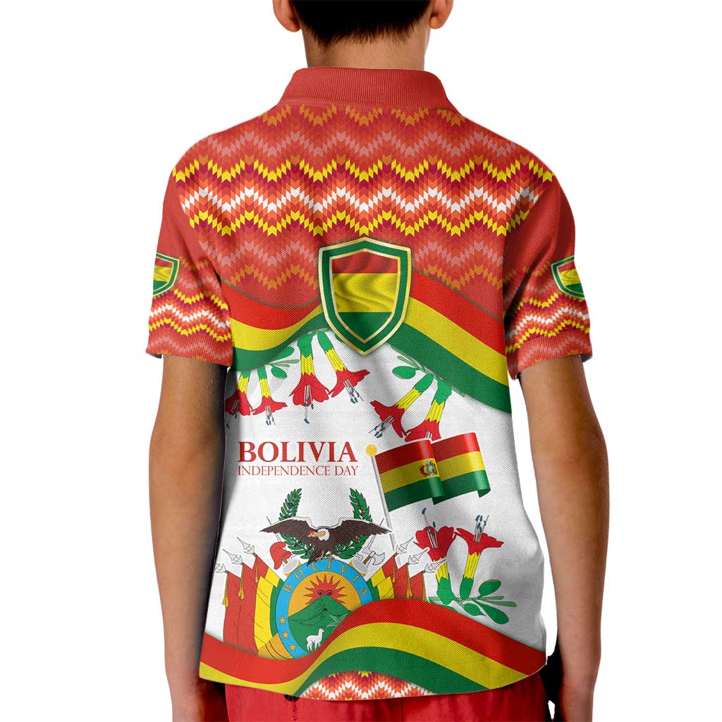 Bolivia Independence Day Kid Polo Shirt with Flag Colors and August 6 Celebration Design