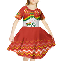 Bolivia Independence Day Kid Short Sleeve Dress with Flag Colors and August 6 Celebration Design