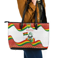 Bolivia Independence Day Leather Tote Bag with Flag Colors and August 6 Celebration Design