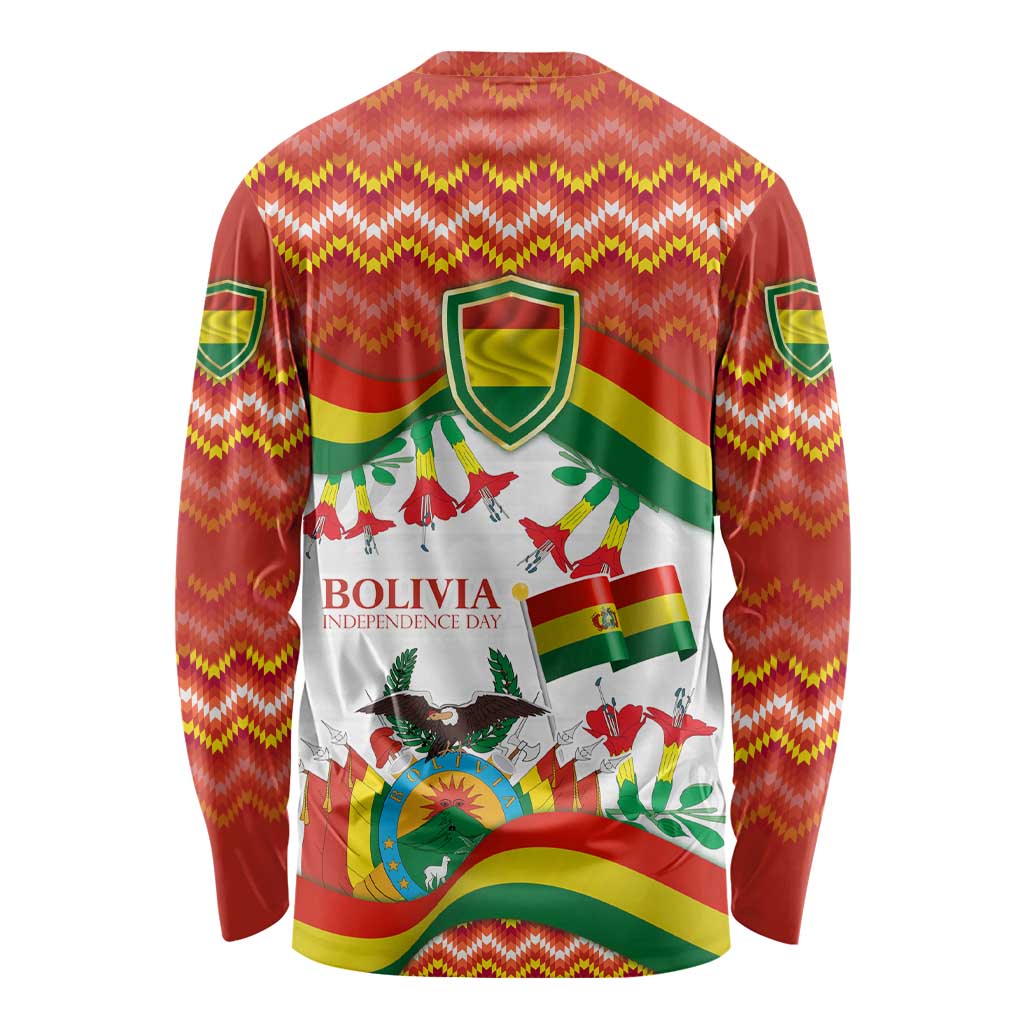 Bolivia Independence Day Long Sleeve Shirt with Flag Colors and August 6 Celebration Design