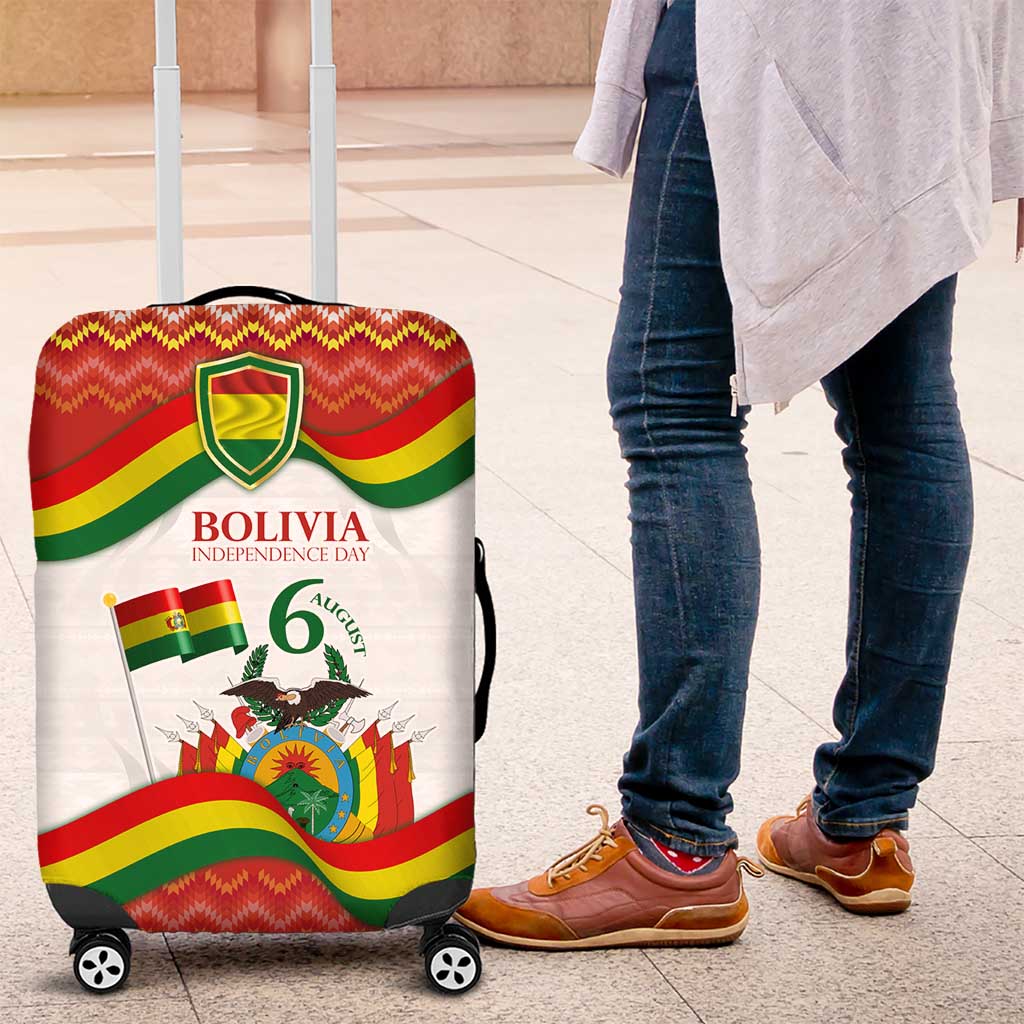 Bolivia Independence Day Luggage Cover with Flag Colors and August 6 Celebration Design