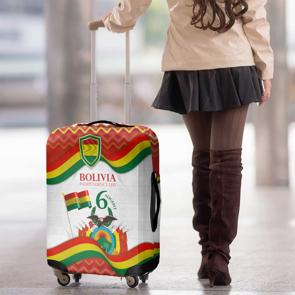 Bolivia Independence Day Luggage Cover with Flag Colors and August 6 Celebration Design