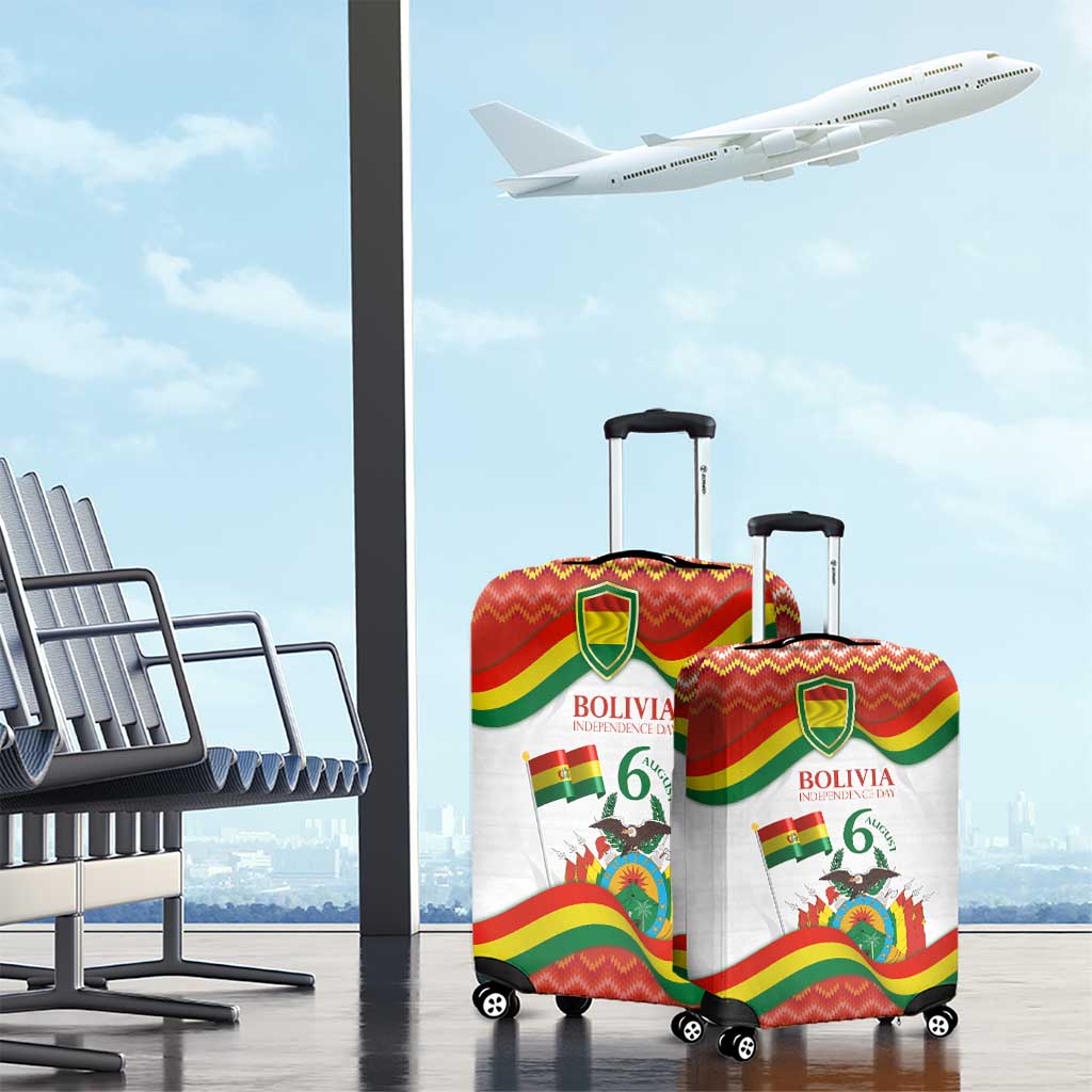 Bolivia Independence Day Luggage Cover with Flag Colors and August 6 Celebration Design
