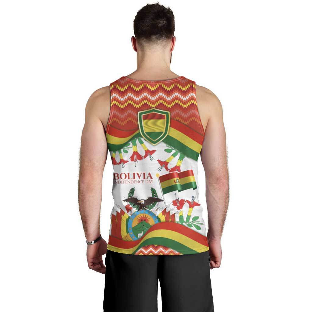 Bolivia Independence Day Men Tank Top with Flag Colors and August 6 Celebration Design